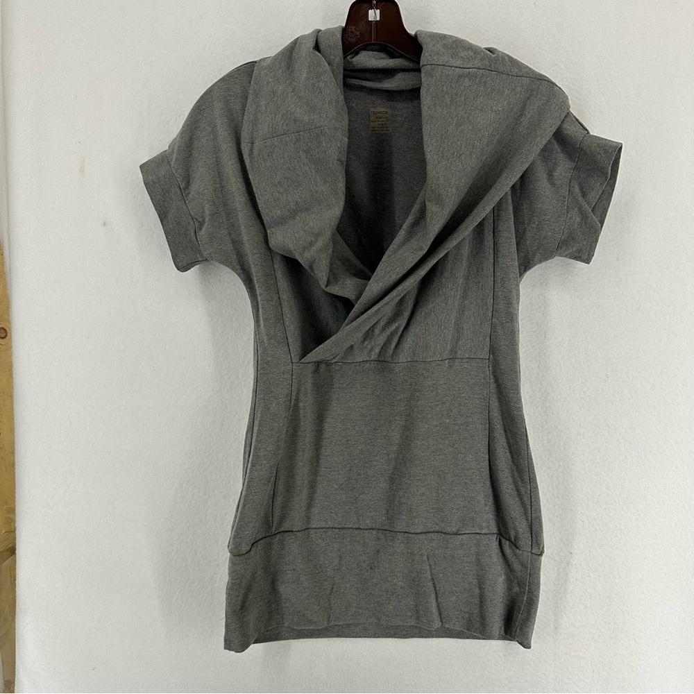 Replicca Short Sleeve‎ Cross Cowl Neck Top Medium Gray